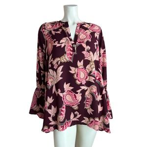 Show Me Your Mumu Printed Tunic Perveen Pirate Mini Dress Long Sleeve Boho S